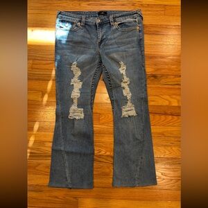 True Religion Blue Distressed Flare Jeans